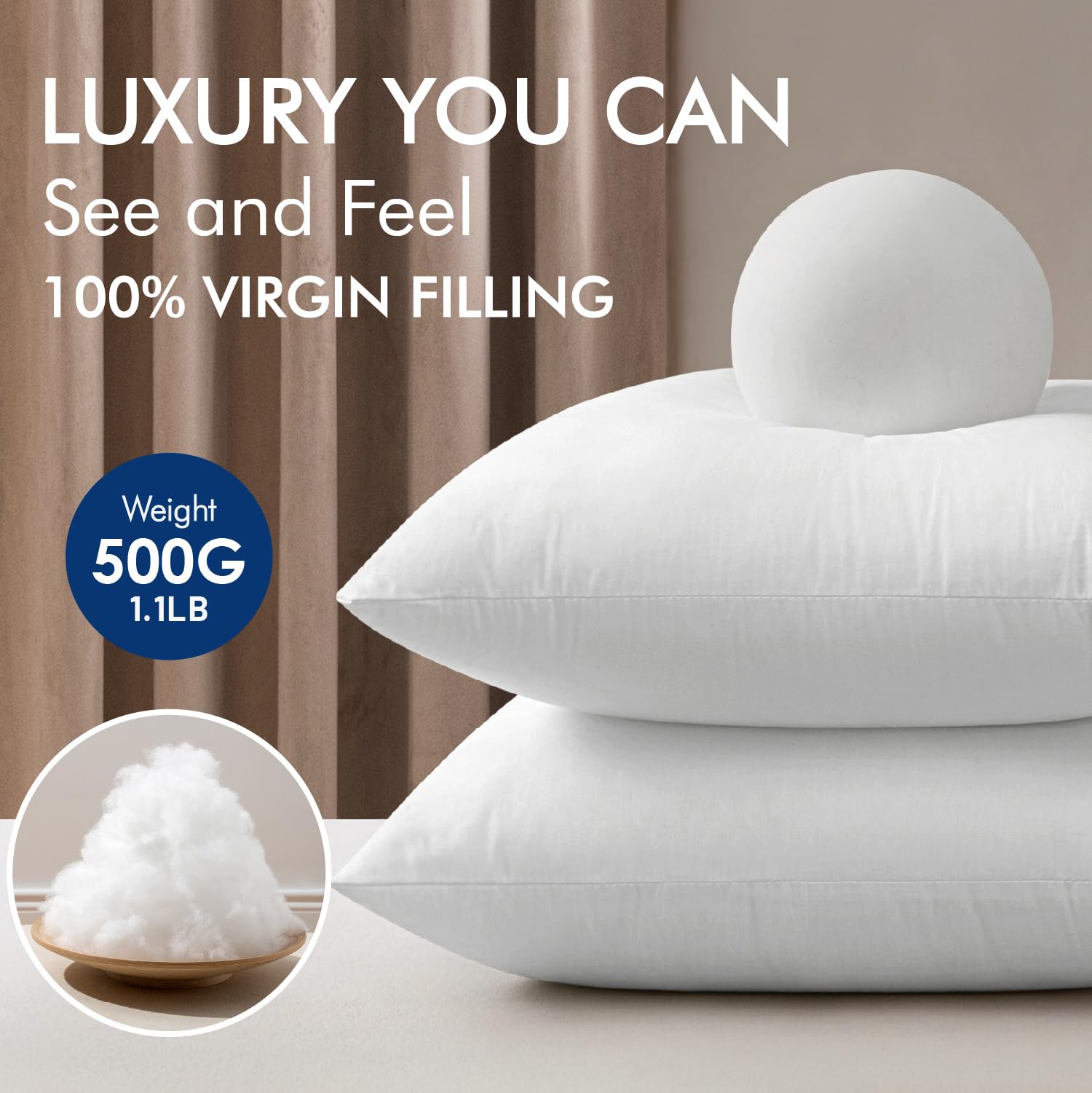 Amazon.com: MIULEE 18x18 Pillow Inserts,Set of 2 100% Virgin